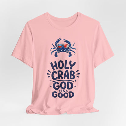 Holy Crab God Is Good T-Shirt — Patriotic Blue Crab Graphic Tee