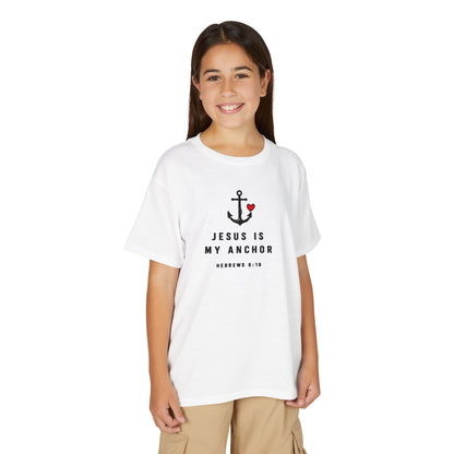 Youth T-Shirt — "Jesus Is My Anchor" Christian Kids Tee (Hebrews 6:19)
