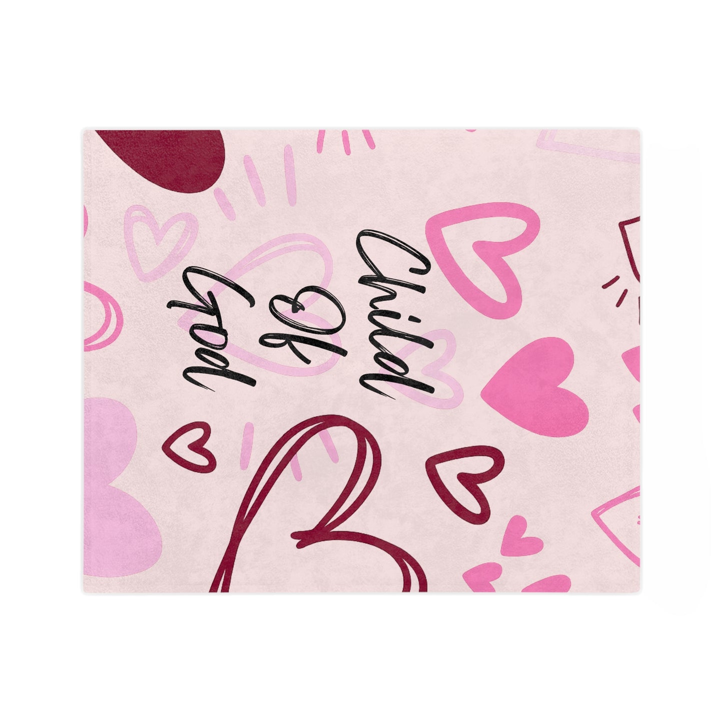 Child of God Heart Blanket — Pink Velveteen Microfiber Throw