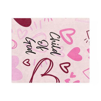 Child of God Heart Blanket — Pink Velveteen Microfiber Throw