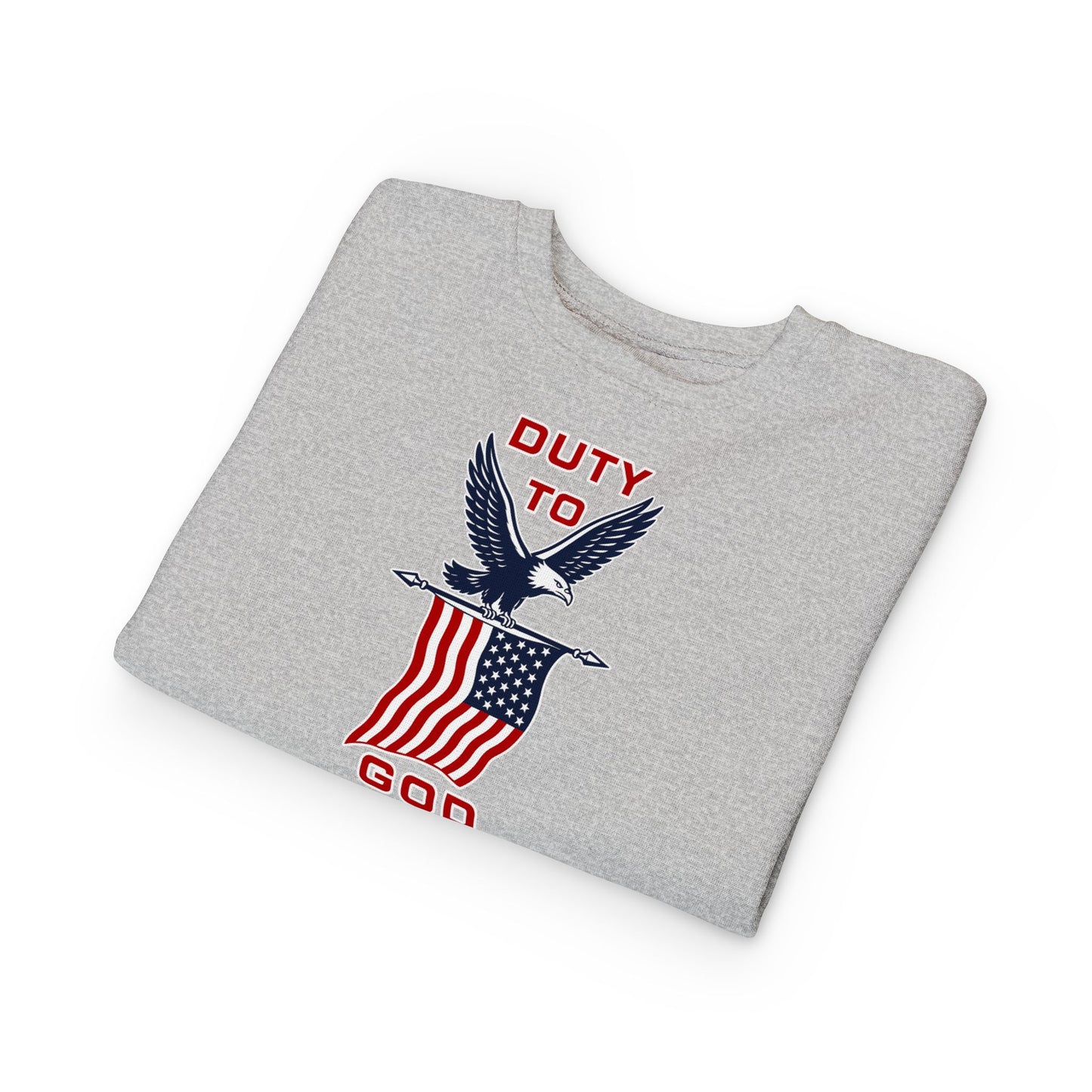 Toddler Sweatshirt - 'Duty to God' Patriotic Eagle & Flag