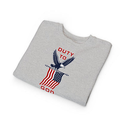 Toddler Sweatshirt - 'Duty to God' Patriotic Eagle & Flag