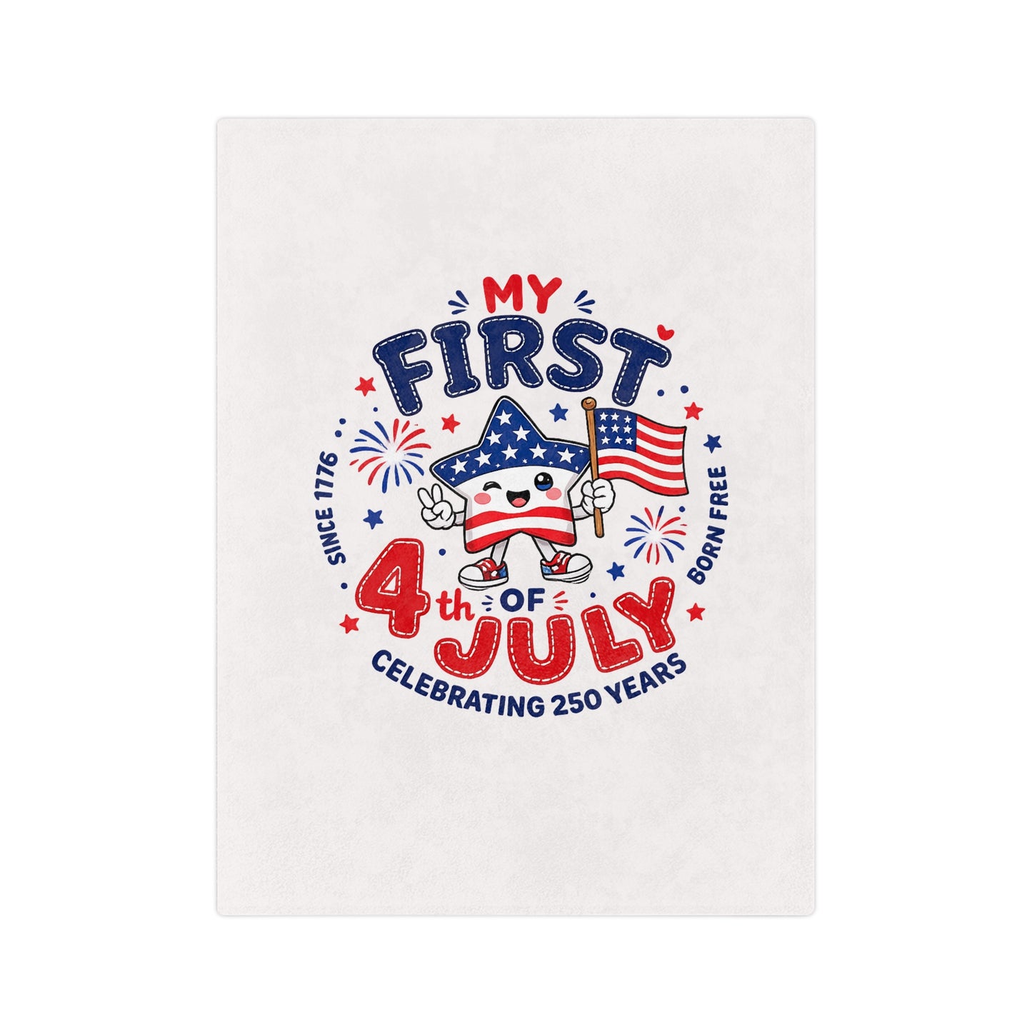 My First 4th of July Baby Blanket — Velveteen Microfiber Patriotic Throw