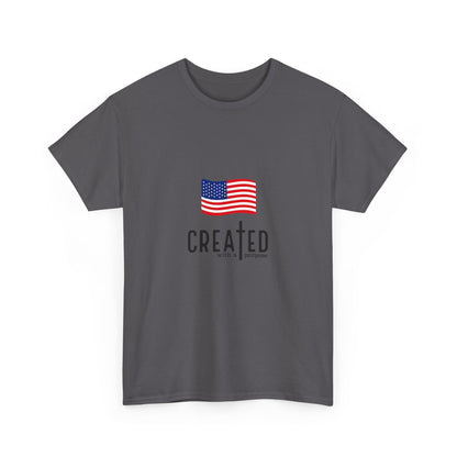 Created American Flag T‑Shirt — 'Created' Patriotic Graphic Tee
