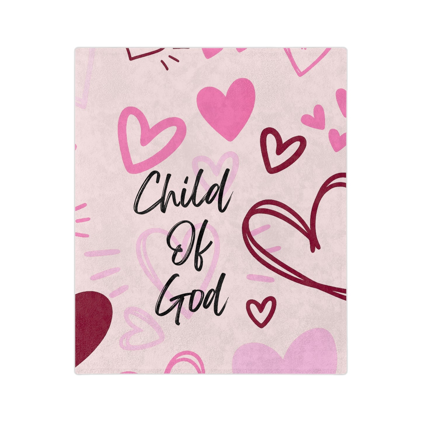 Child of God Heart Blanket — Pink Velveteen Microfiber Throw