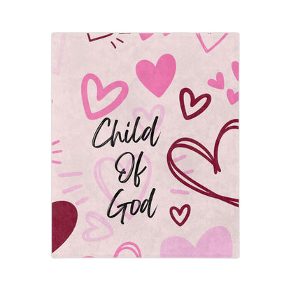 Child of God Heart Blanket — Pink Velveteen Microfiber Throw