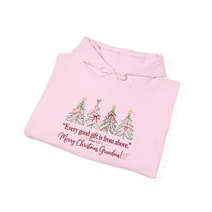 Christmas Grandma Hoodie — "Every good gift is from above" Holiday Sweatshirt