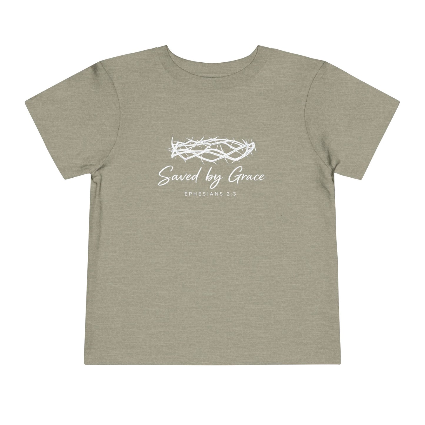 Toddler Tee — "Saved by Grace" Christian Crown of Thorns Shirt (Ephesians 2:8)