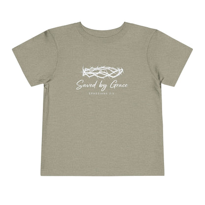 Toddler Tee — "Saved by Grace" Christian Crown of Thorns Shirt (Ephesians 2:8)