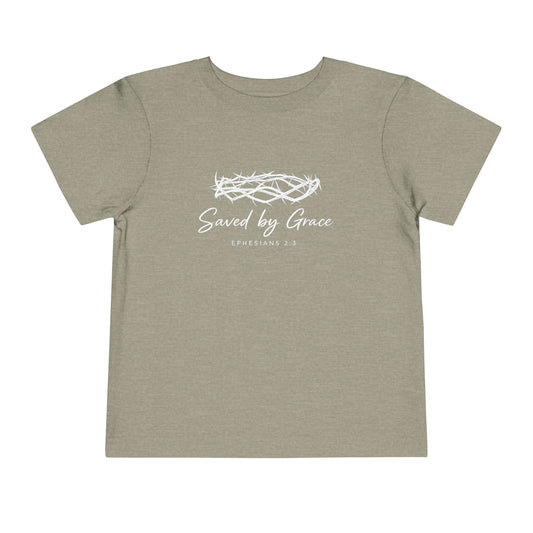 Toddler Tee — "Saved by Grace" Christian Crown of Thorns Shirt (Ephesians 2:8)