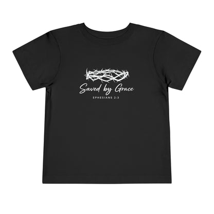 Toddler Tee — "Saved by Grace" Christian Crown of Thorns Shirt (Ephesians 2:8)