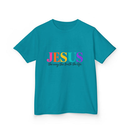 Kids Tee — "JESUS The Way The Truth The Life" Rainbow Christian T-Shirt
