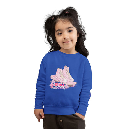 Toddler Sweatshirt — "I Roll With Jesus" Christian Toddler Tee