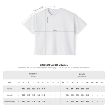 Heart Cross Women's Boxy Tee — Colorful Watercolor Heart Graphic