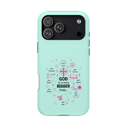 Mint Christian Phone Case — "God Is So Much Bigger Than..." Magnetic Impact-Resistant