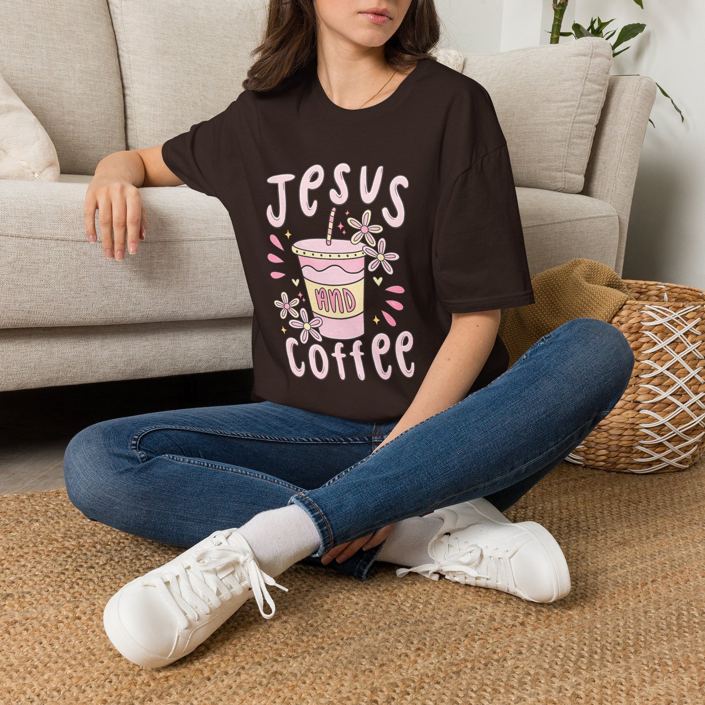 Jesus & Coffee T-Shirt — Cute Pastel Faith Graphic Tee