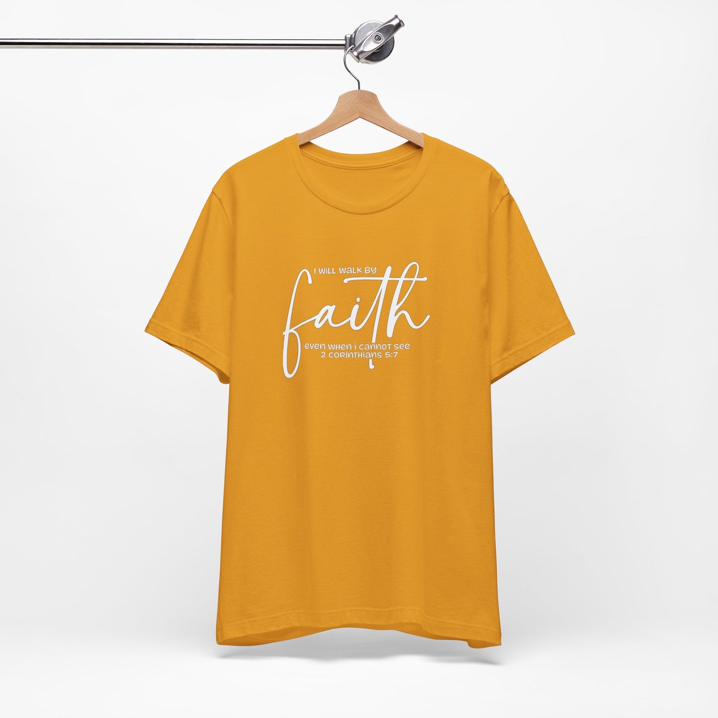 Faith Graphic Tee — "I Will Walk By Faith" Christian Inspirational T-Shirt