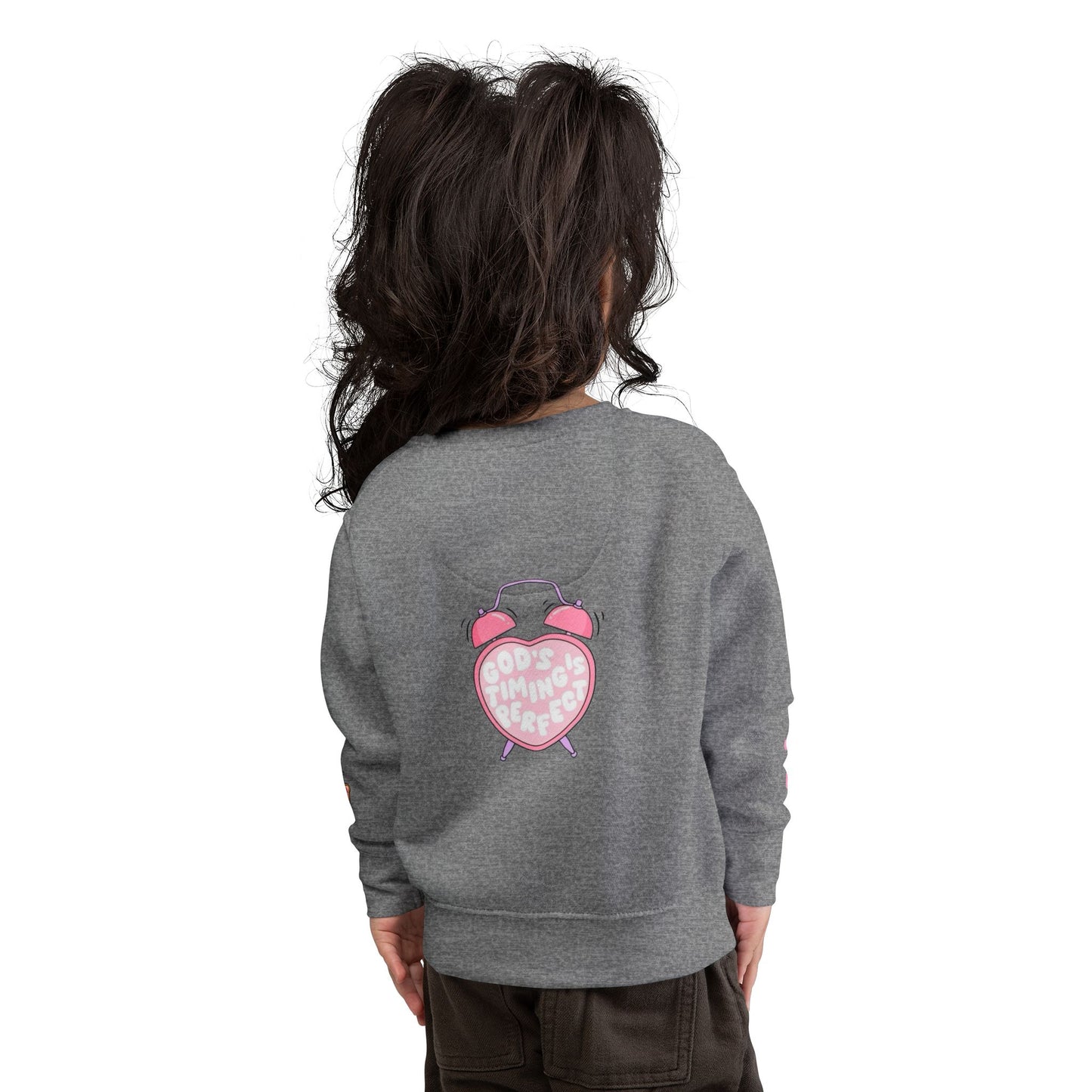 Toddler Sweatshirt — 'Made for a Purpose' Rainbow & 'God's Timing is Perfect' Pink Graphic
