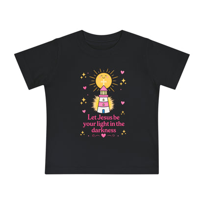 Baby T-Shirt - "Let Jesus Be Your Light in the Darkness" Cute Lighthouse Christian Tee for Infants