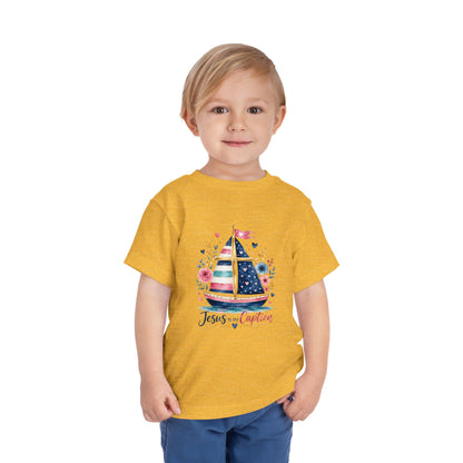 Toddler Tee - 'Jesus is my Captain' Nautical Sailboat Christian Shirt