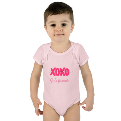 Baby Bodysuit "XOXO God's Favorite" — Cute Pink Valentine Infant Onesie