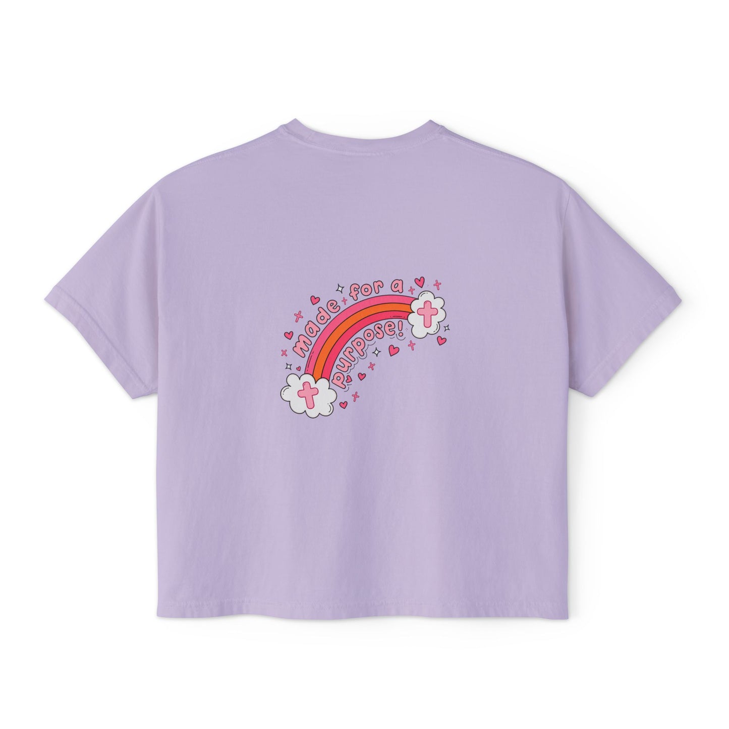 Pray Pray Pray Women's Boxy Tee — Pink Faith Floral Graphic