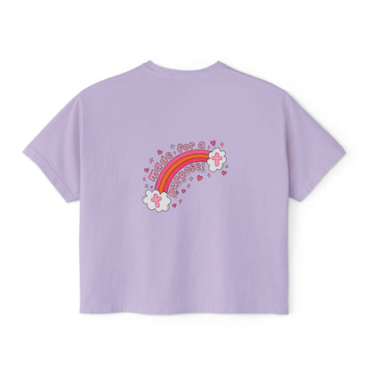 Pray Pray Pray Women's Boxy Tee — Pink Faith Floral Graphic