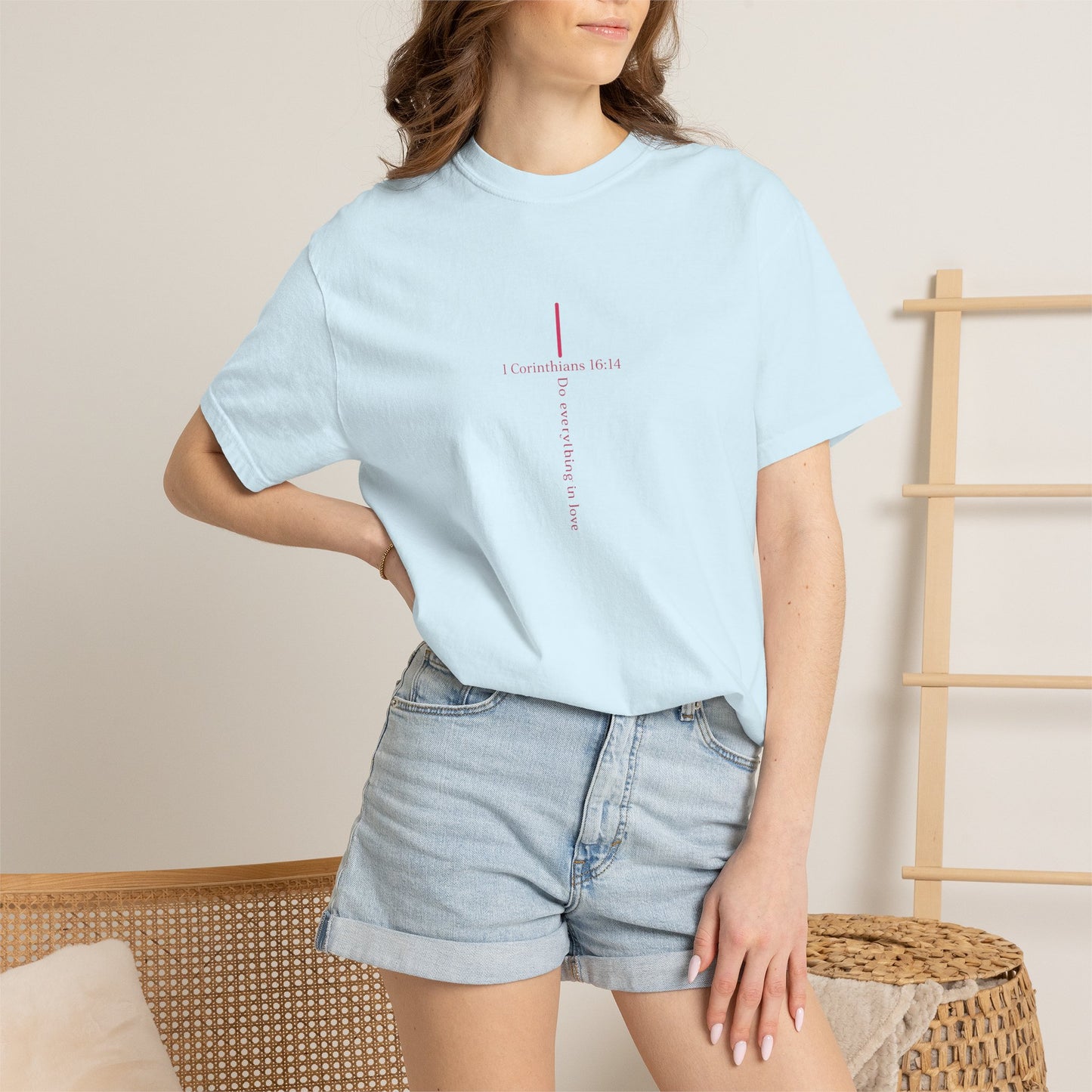 Minimalist Cross Tee — Subtle Vertical 'I Crossed Your Line' Graphic