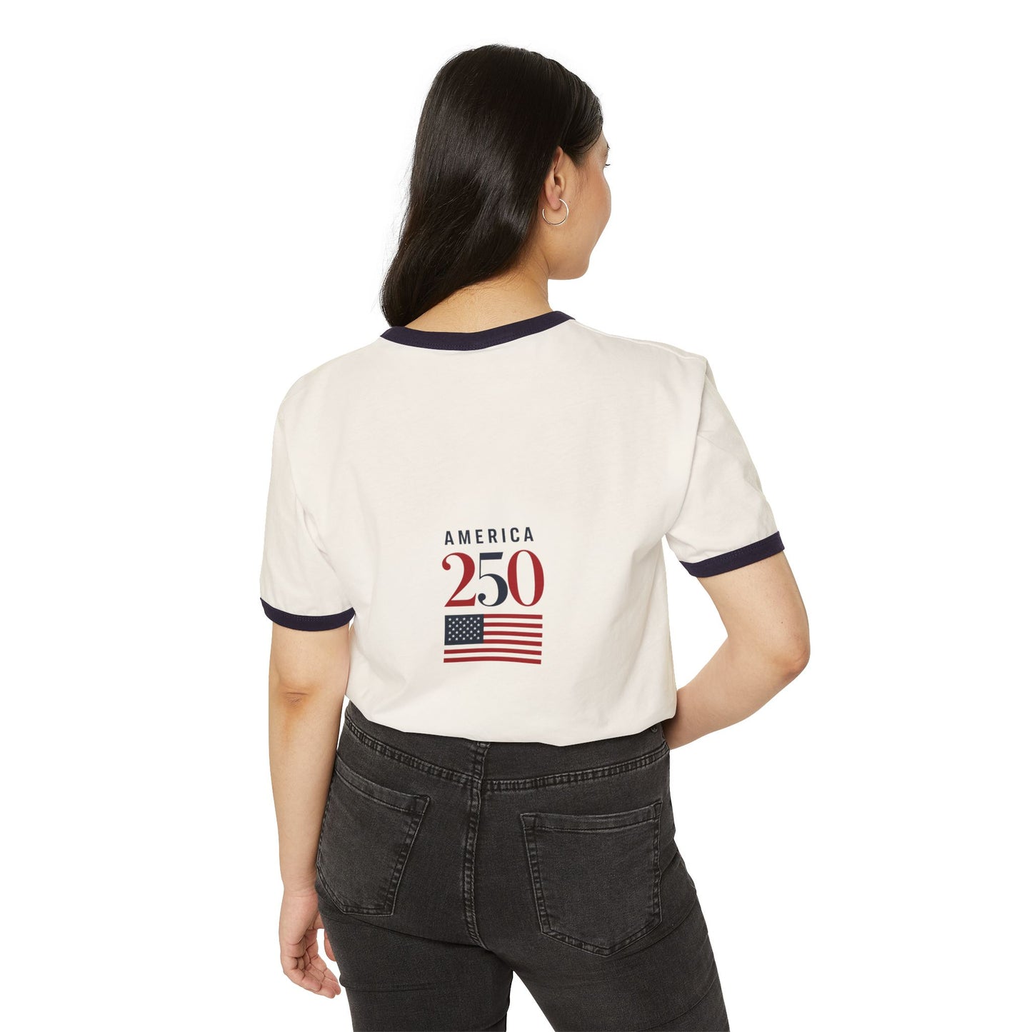 Stand for the Flag, Kneel for the Cross Ringer T-Shirt — America 250 Patriotic Tee