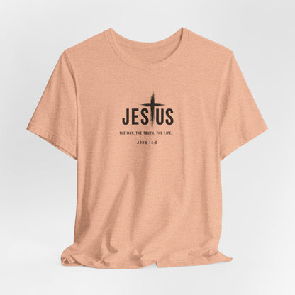 Faith Over Everything Christian Tee — "Jesus" Cross Design, John 14:6 Inspirational Shirt