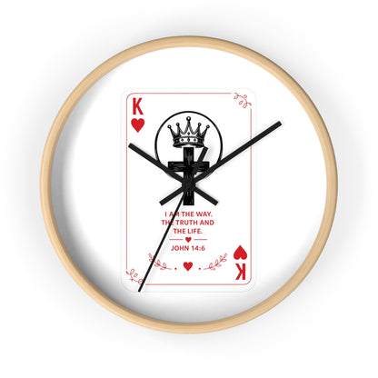 King of Hearts Christian Wall Clock — John 14:6 Playing Card Design