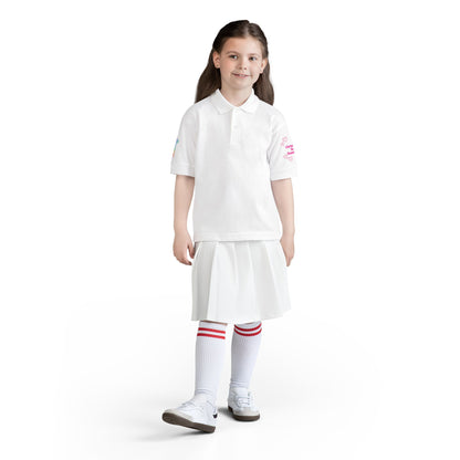 Youth Polo Shirt — Pink Floral Flamingo Kids' Polo (Hearts & Colorful Sleeves)