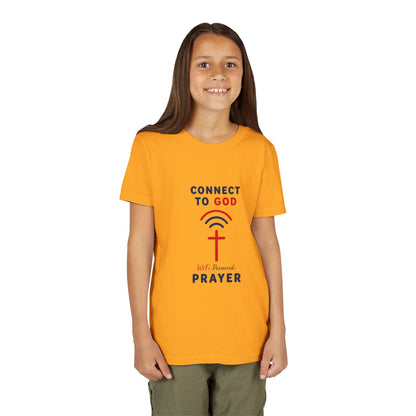 Youth Tee — "Connect to God" Prayer Wi-Fi Cross Shirt