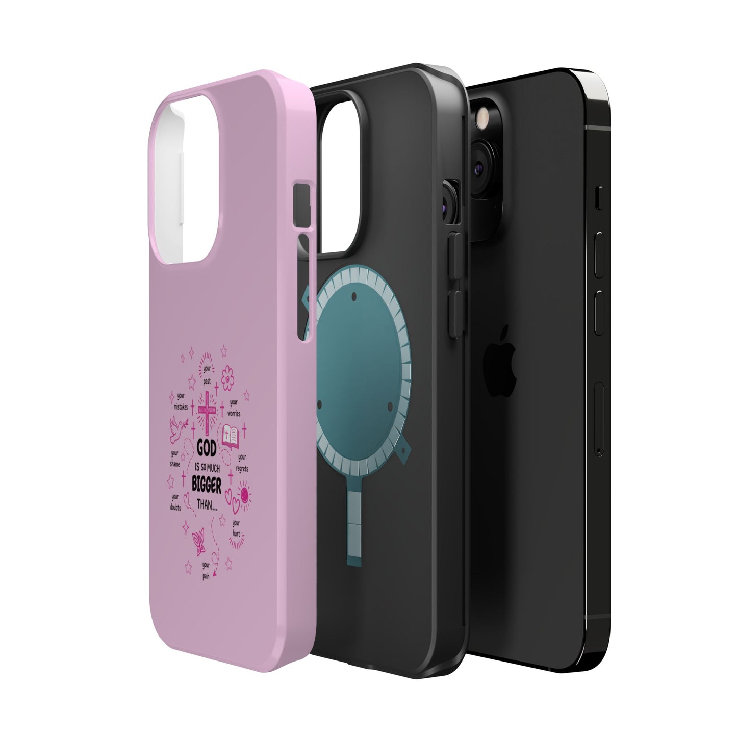 Pink Faith Phone Case — "God Is So Much Bigger Than..." Magnetic Impact-Resistant Case