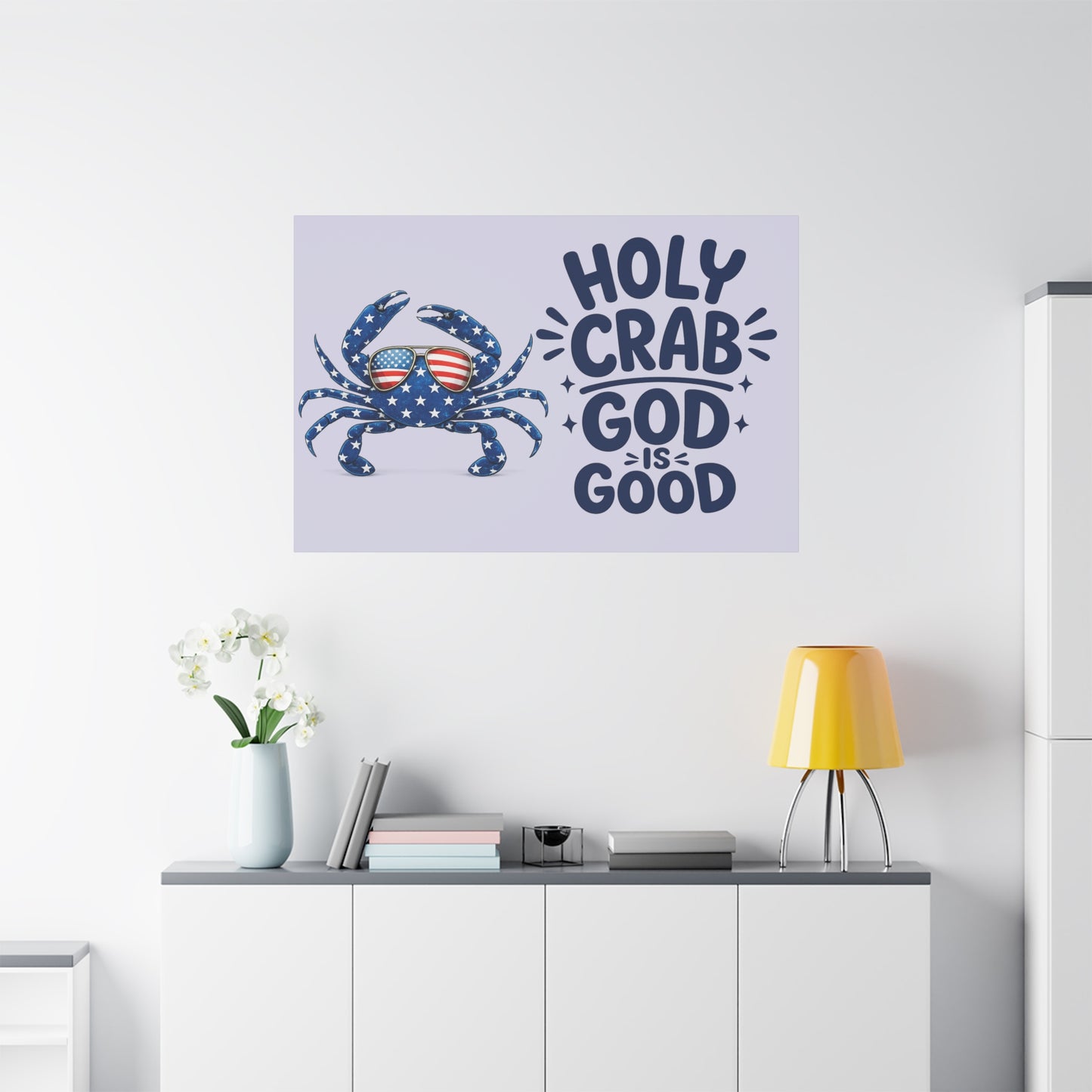 Patriotic Crab Canvas — "Holy Crab God Is Good" Wall Art
