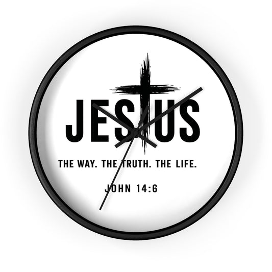Jesus Wall Clock — "The Way. The Truth. The Life." John 14:6 Christian Decorative Clock