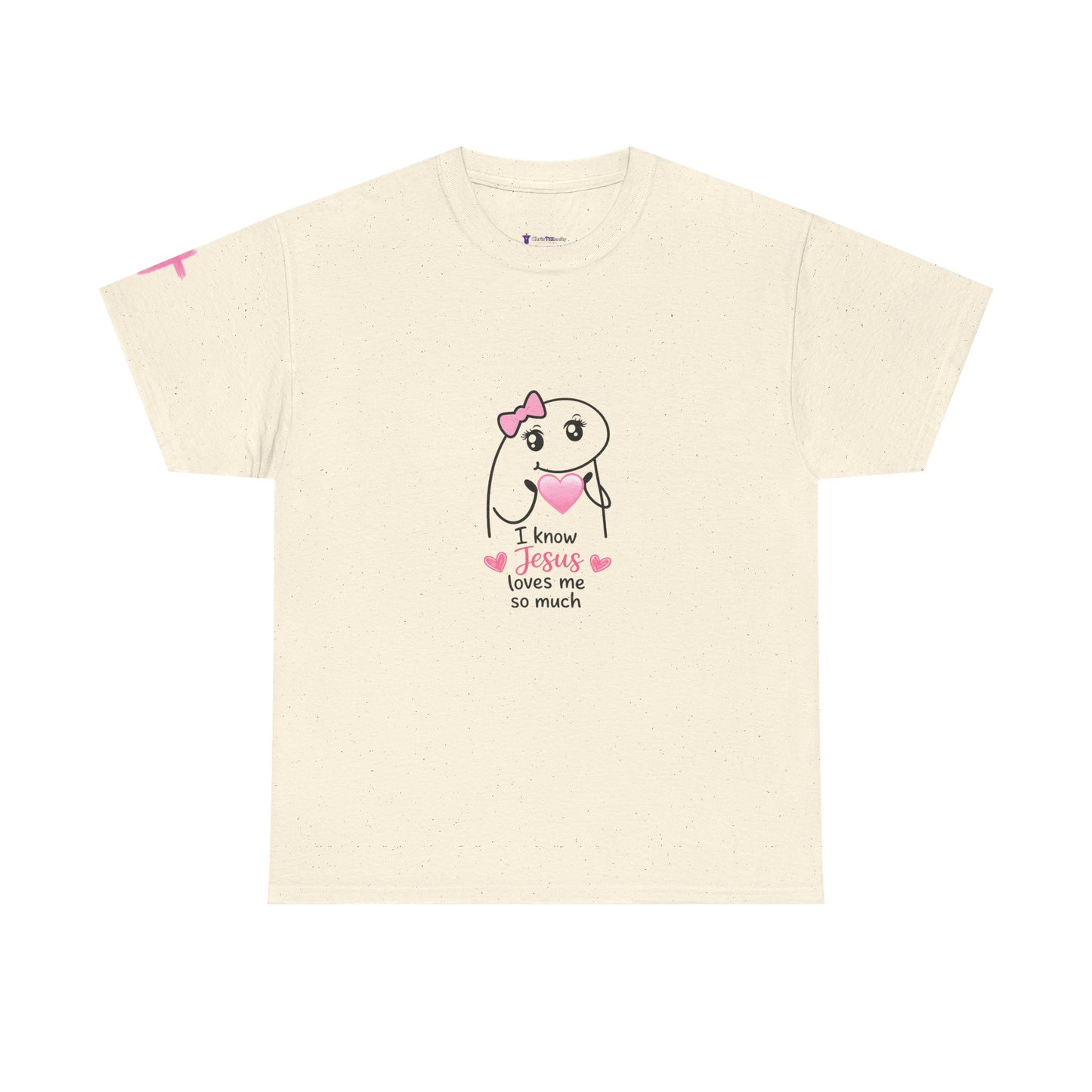 She Is Worthy T-Shirt — "I Know Jesus Loves Me" Pink Bow Christian Tee (Proverbs 31)