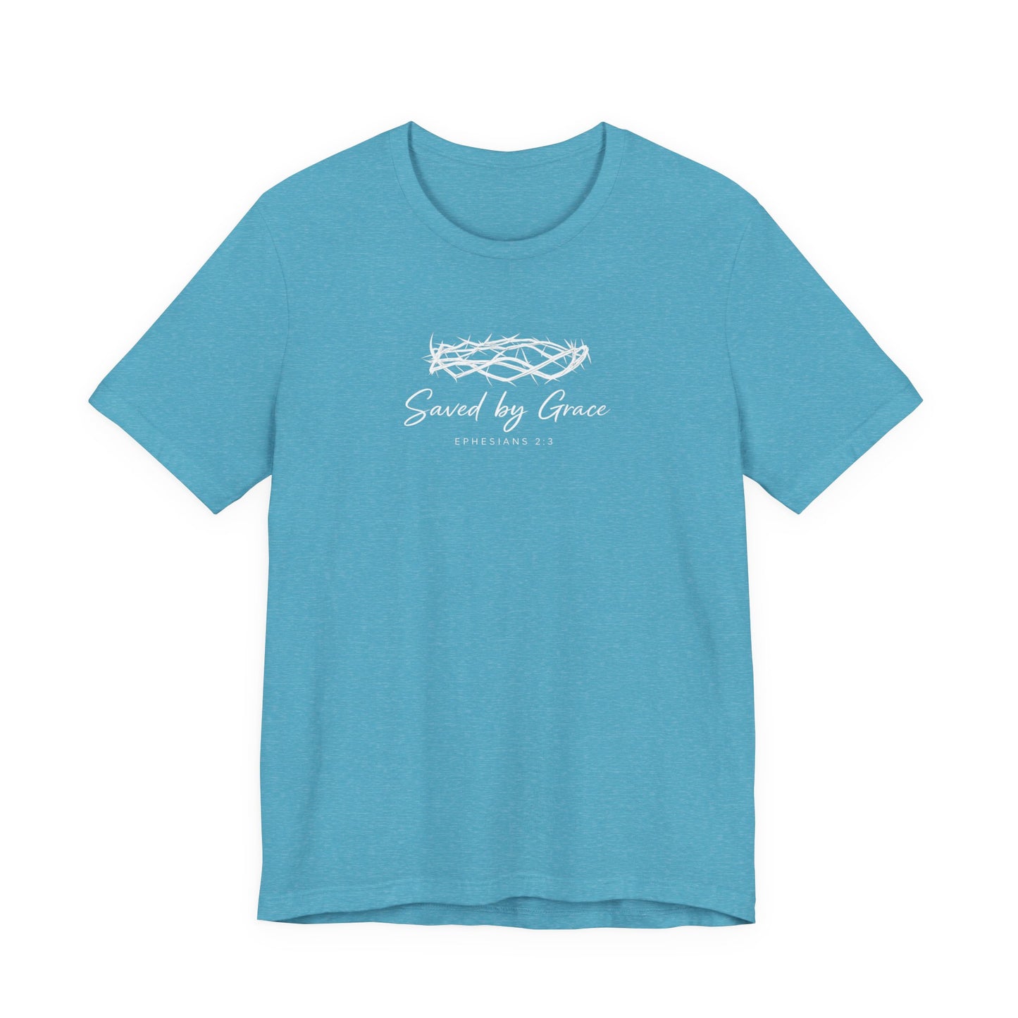 Faith Over Fear T-Shirt — "Saved by Grace" Christian Tee (Heart & Crown)