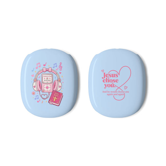 Christian Pastel AirPod Max Case — "Jesus Chose You" Cute Retro Music Design