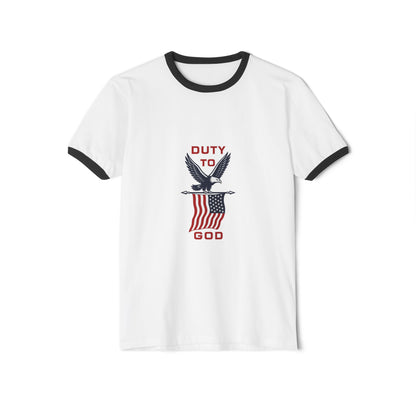 Duty to God Eagle Flag Ringer T-Shirt