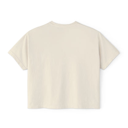PRAY Script Women's Boxy Tee — Minimal Faith Graphic Crop T-Shirt