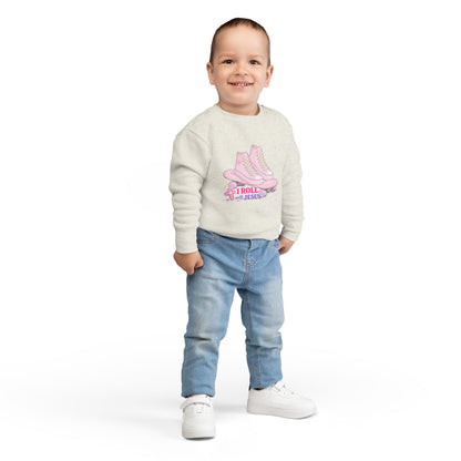 Toddler Sweatshirt — "I Roll With Jesus" Christian Toddler Tee