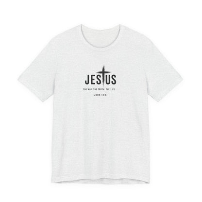 Faith Over Everything Christian Tee — "Jesus" Cross Design, John 14:6 Inspirational Shirt