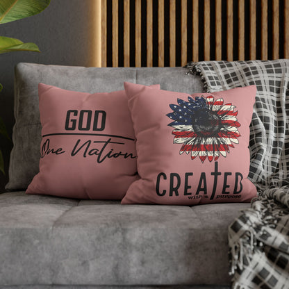 CREATED WITH A PURPOSE & GOD UNDER ONE NATION Canvas Pillowcase