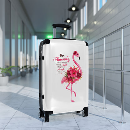 Flamingo Christian Carry-On Suitcase – "Be Flamingo: I can do all things through Christ..." Inspirational Luggage