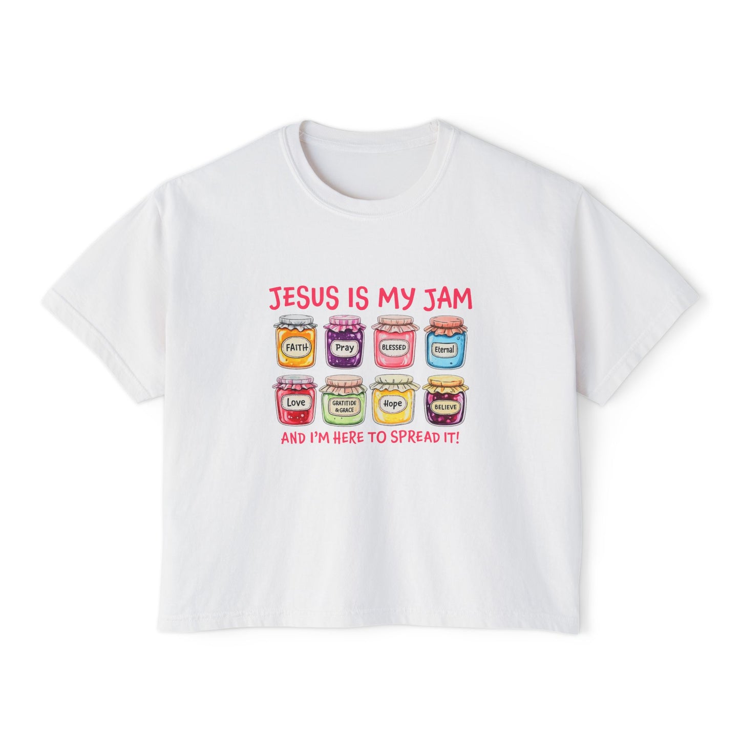Jesus Is My Jam Women’s Boxy Tee — Cute Christian Faith Graphic Shirt