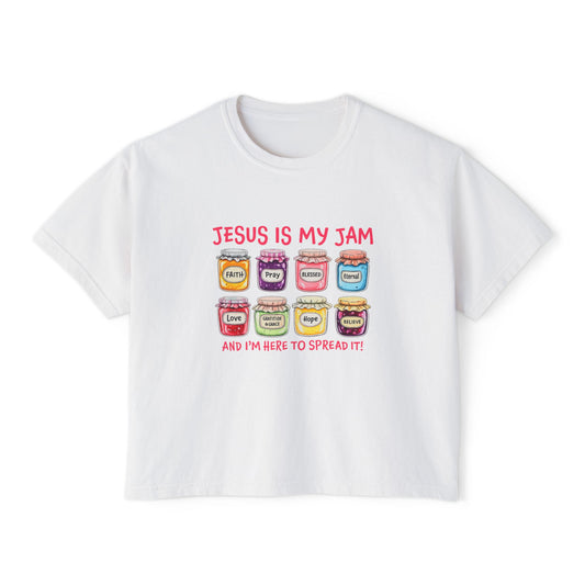 Jesus Is My Jam Women’s Boxy Tee — Cute Christian Faith Graphic Shirt