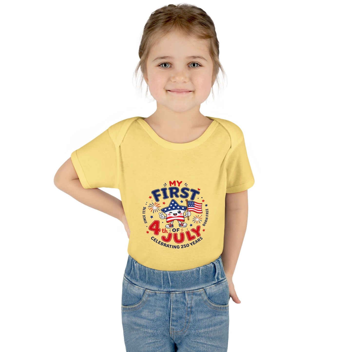 Baby Bodysuit – "My First 4th of July" Patriotic Infant Onesie