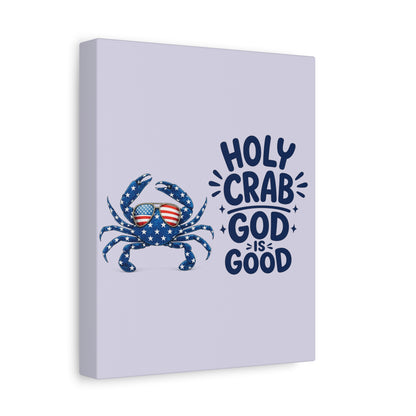 Patriotic Crab Canvas — "Holy Crab God Is Good" Wall Art