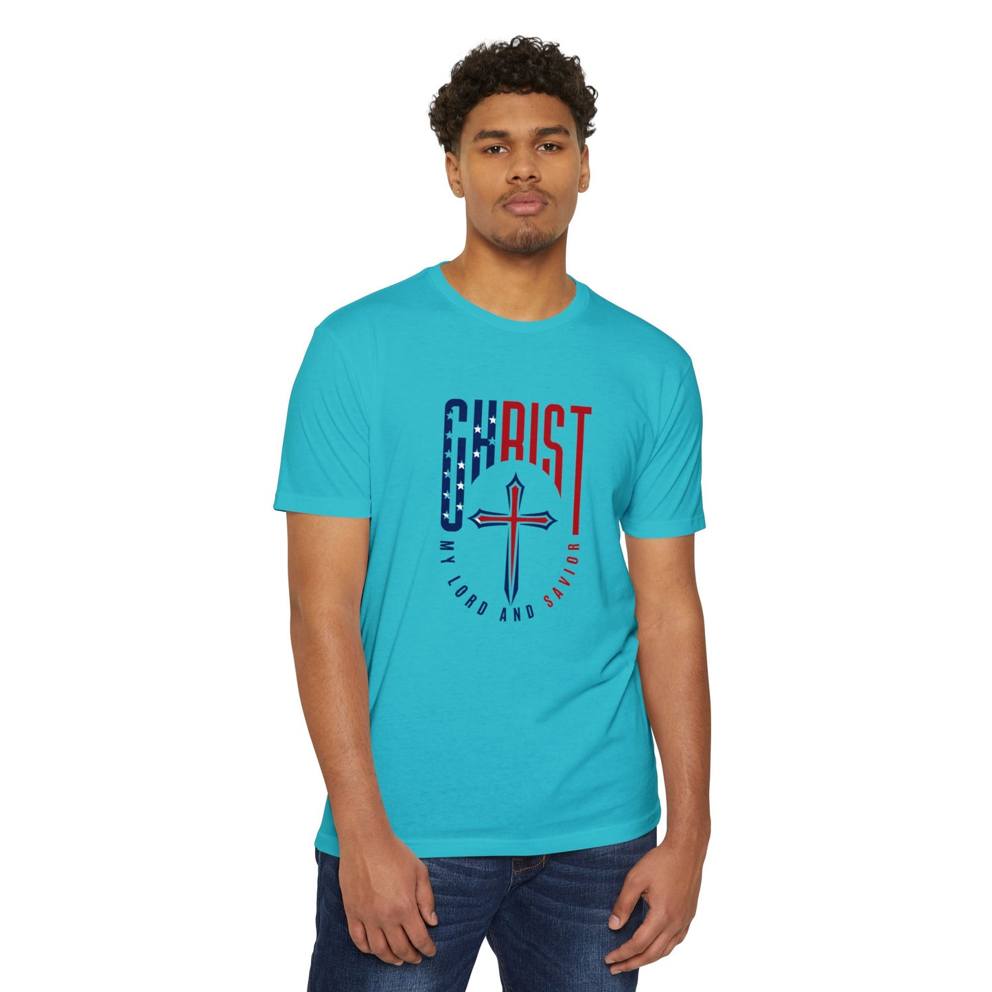 UNISEX Christ Cross T‑Shirt — My Lord and Savior Patriotic Christian Tee